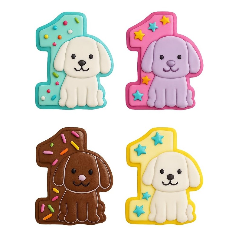 Number 1 with Puppy Cookie Cutter & Stamp 4x3" for Baking & Fondant Clay Gifts gallery