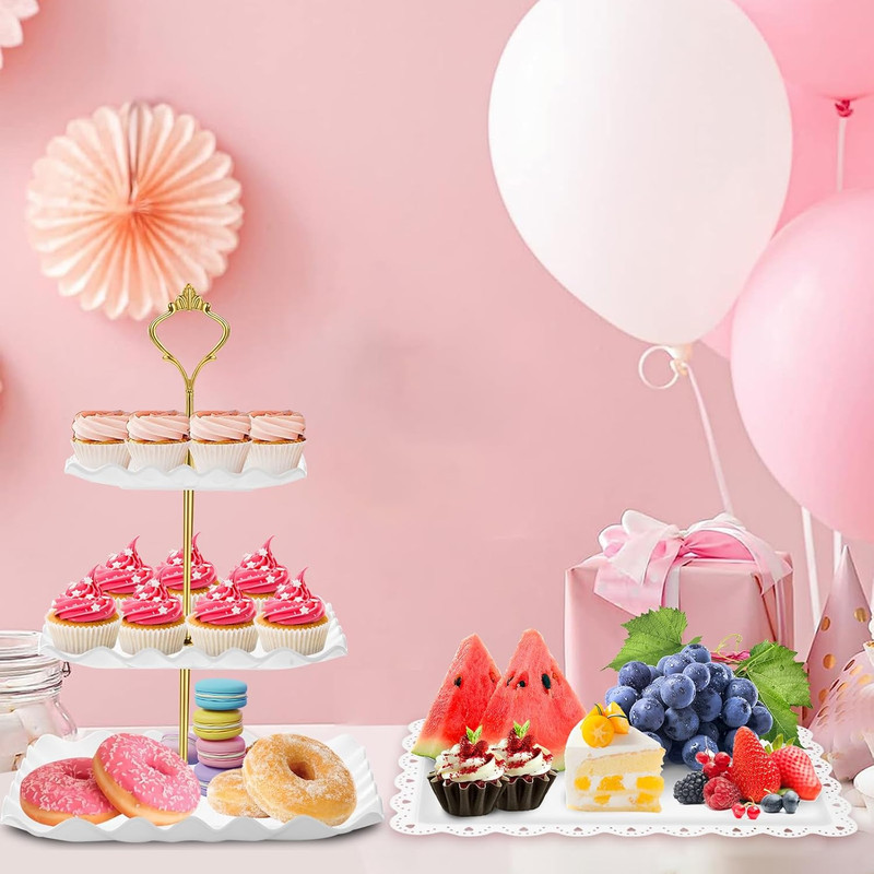 5 Pcs Dessert Table Display Set - 2 X Cupcake Stand Holder/Cup Cake Tier Tower & gallery
