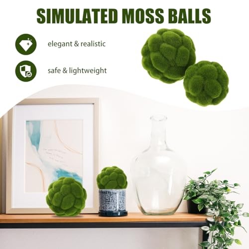 Faux Moss Balls 4.7 Inch Decorative Simulated Green Moss Orbs for Home Garden gallery