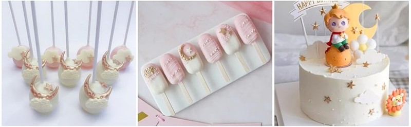 Moon and Star Molds Silicone, Cloud Fondant Mold Moon Star Chocolate Molds for gallery