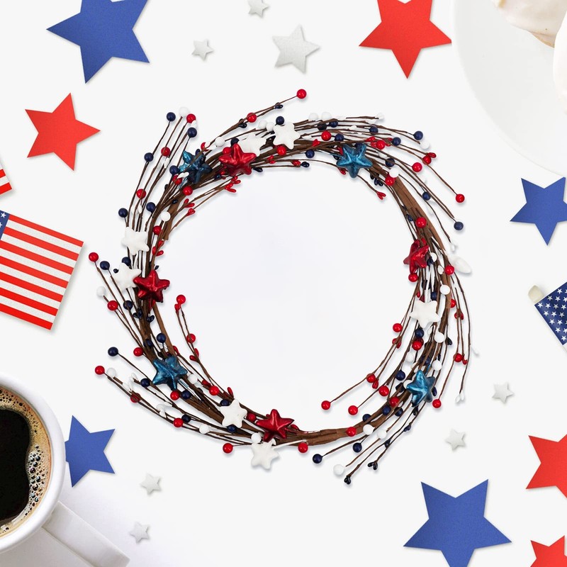 Ruidazon 12 Pcs Patriotic Picks Red White Blue Stars Flowers Spray For 4Th Of gallery