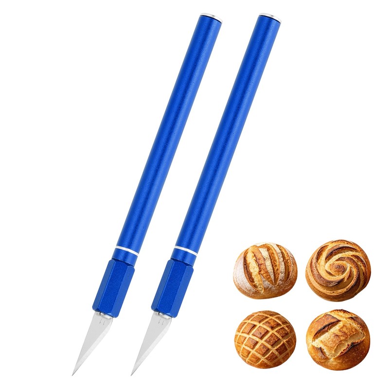 2 Pcs Bread Lame, Sourdough Scoring Tool with Ergonomic Handle, Dark Blue