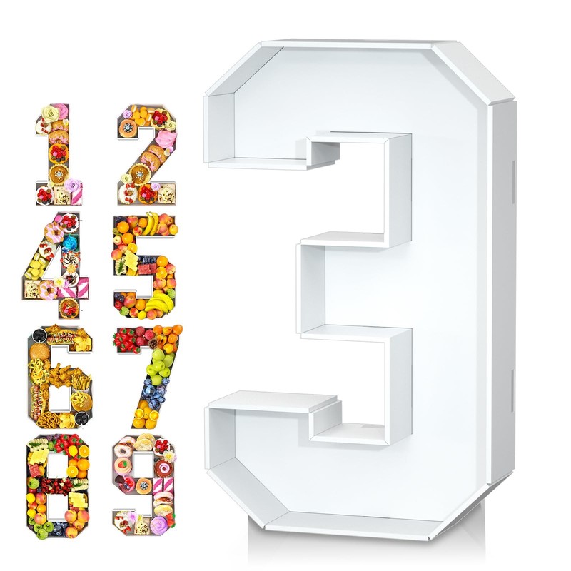 13.78” Fillable Cardboard Number 3, Charcuterie Foam Board Number 3, Food Fi…