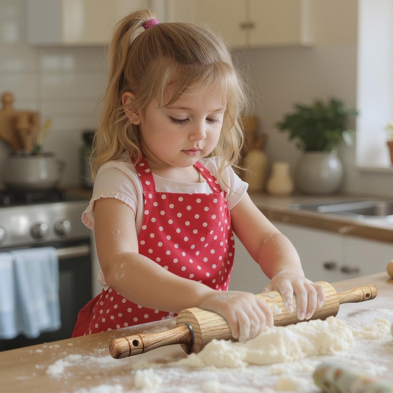 Rubber Wood Rolling Pin Dough Roller With Handles Rodillo Para Masa Baking gallery