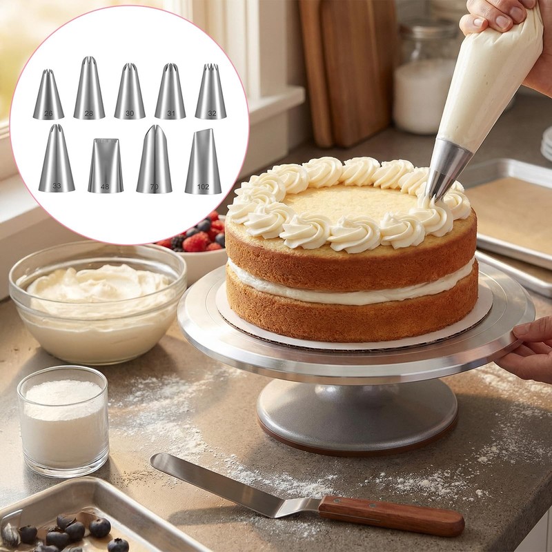 9 PCS Stainless Steel Star Piping Tip Set French Open Star Frosting Nozzle gallery