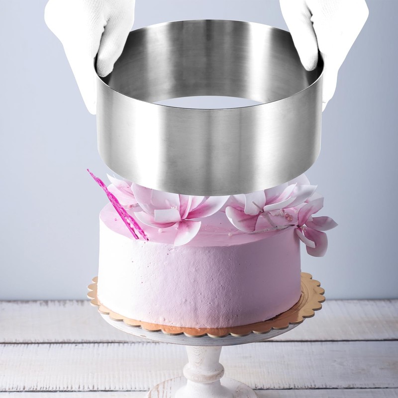 Cake Ring, 8 Inch Cake Rings for Baking, 20CM Fixed Round Stainless Steel Cak... gallery