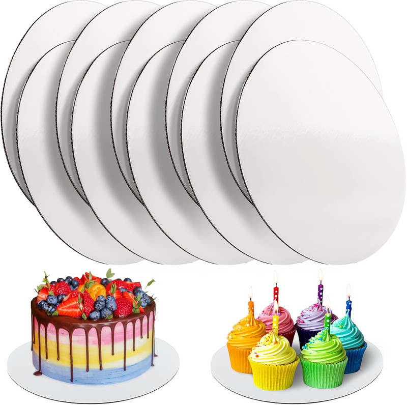 10 Pcs Cake Boards, White Cake Boards 10 Inch Round, Food-Graded Cardboard Cake