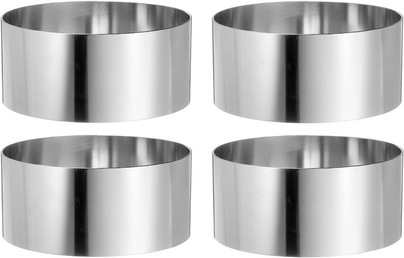 4PCS round Cake Ring 4 X 2 Inch Seamless Stainless Steel Pastry Mousse Dessert R gallery