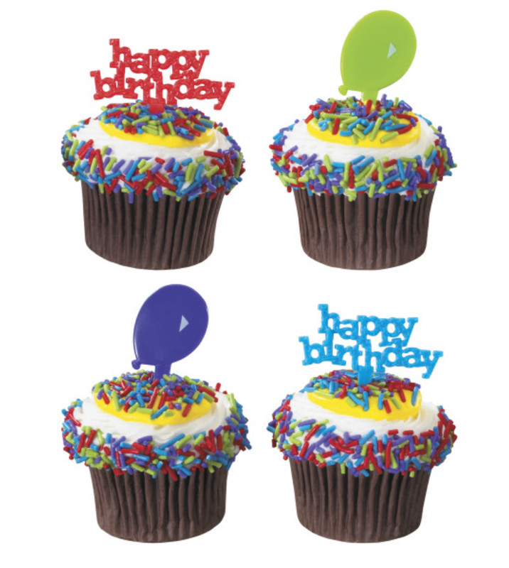 New DecoPac Decopics 11726 Happy Birthday & Balloons Cupcake Toppers 144 Count gallery
