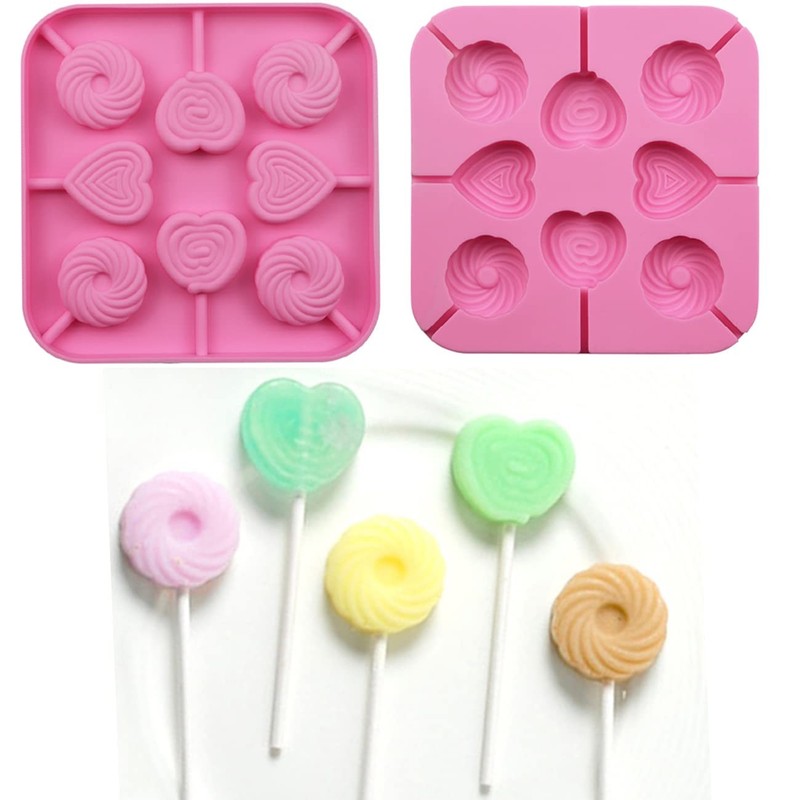 2 PCS 8Cavity Heart Silicone Lollipop Candy Molds 40 Sticks Chocolate Baking gallery