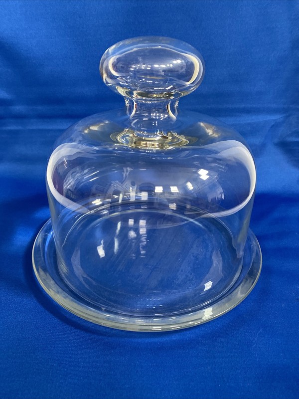 Vintage Cheese Dome With Glass Base and Glass Dome Top 7” Tall