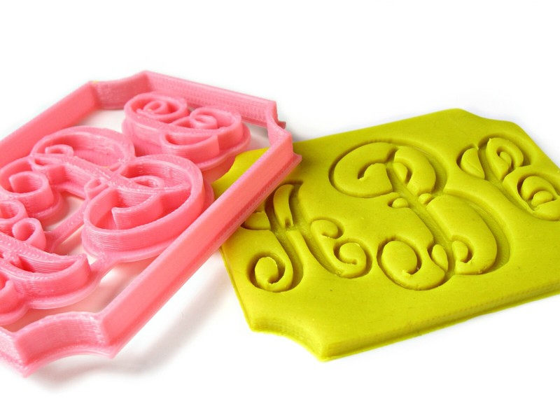 Custom 3 Letters Monogram Cookie Cutter, Personalized with Initials, 4 inches gallery