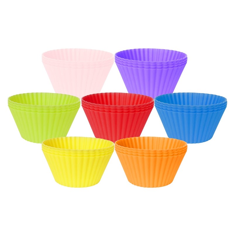 28 PCS 2.64 Inch Silicone Baking Cups 7 Colors Reusable Muffin Cupcake Mold gallery