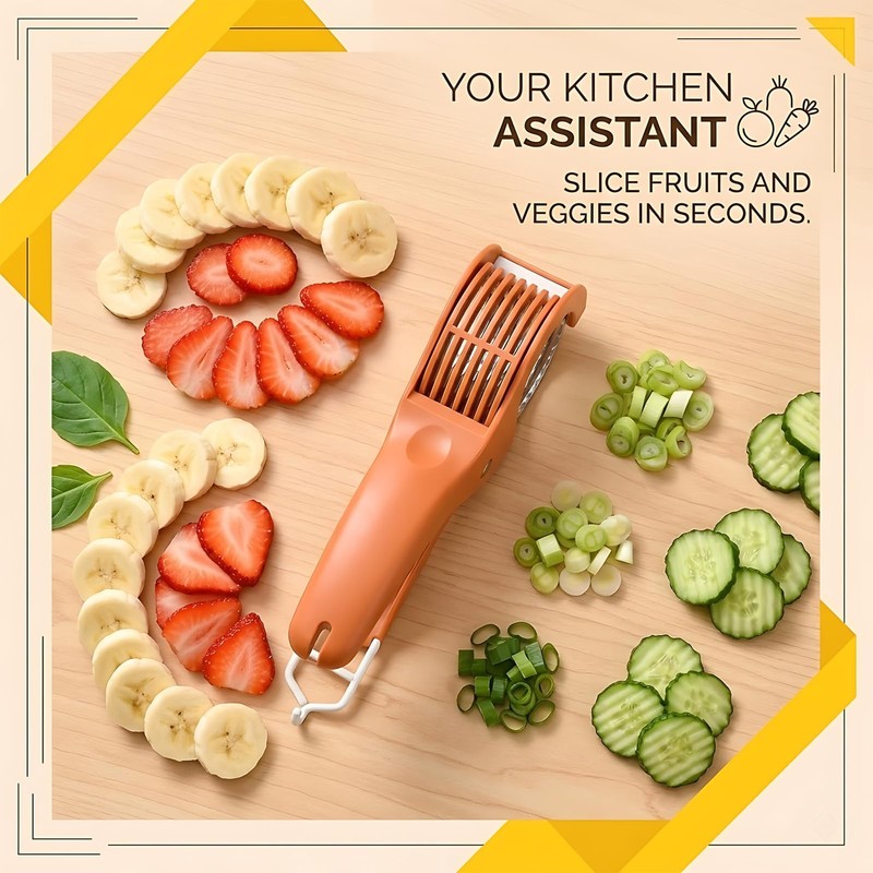 Multifunctional Fruit Slicer for Banana Strawberry Grape Cucumber Red Kit gallery