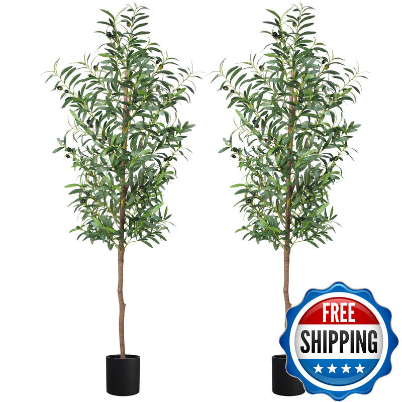 Cetrd Fake Olive Tree 5Ft 2Pack Tall Plants Olive Trees 60In Silk Plant Trunk