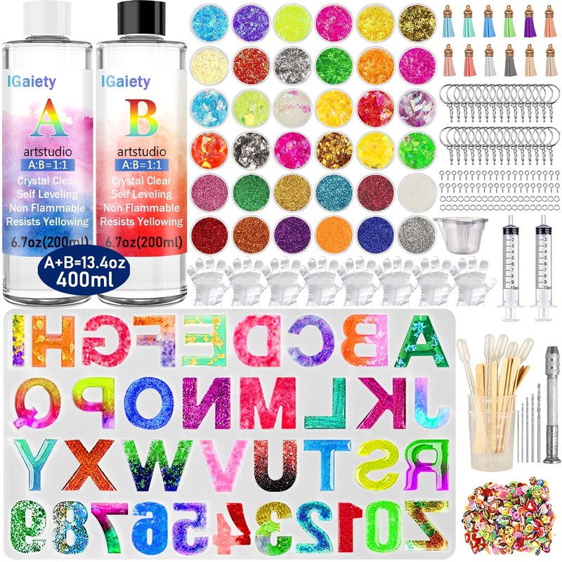 Backward Alphabet & Number Silicone Molds Kit - 206 pcs for Resin Crafting, Jewe gallery