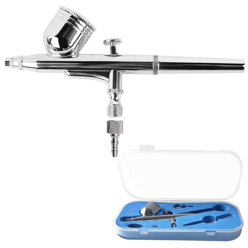 Air Brush 0.3mm Gravity Feed Dual-Action Airbrush Paint Spray Gun Kit Silver