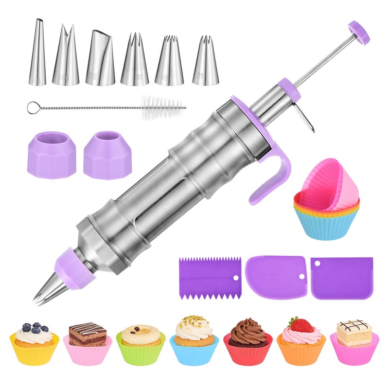 Dessert Decorating Set with Piping Tips/Cupcakes/Brush for Baking, Purple