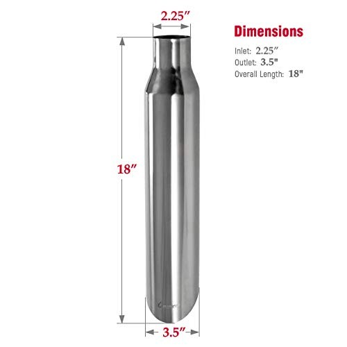2 PCS Universal Stainless Steel Exhaust Tip 2.25" Inlet 3.5" Outlet 18" Long gallery