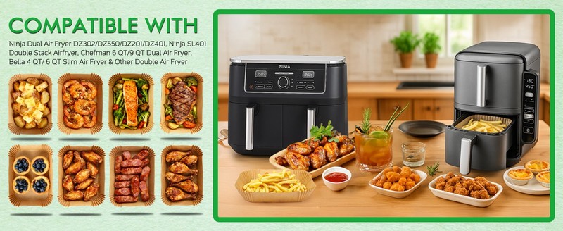 Air Fryer Liners for Ninja Dual Airfryer, Rectangle Disposable Air Fryer gallery