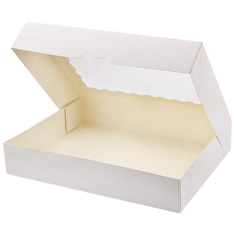 20 PCS 14x10x2.5 Inch White Bakery Cookie Boxes AutoPopup Treat Window gallery
