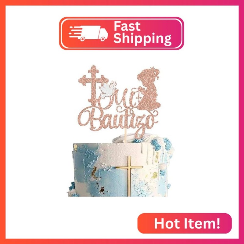 Rsstarxi 1 Pack Mi Bautizo Cake Topper Dove First Communion Cake Pick Bautizo Gi