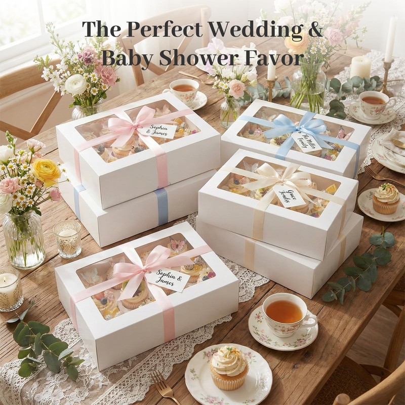 12 Count Cupcake Boxes, 6PCS Cupcake Container with Window Boxes Holding 72 P... gallery