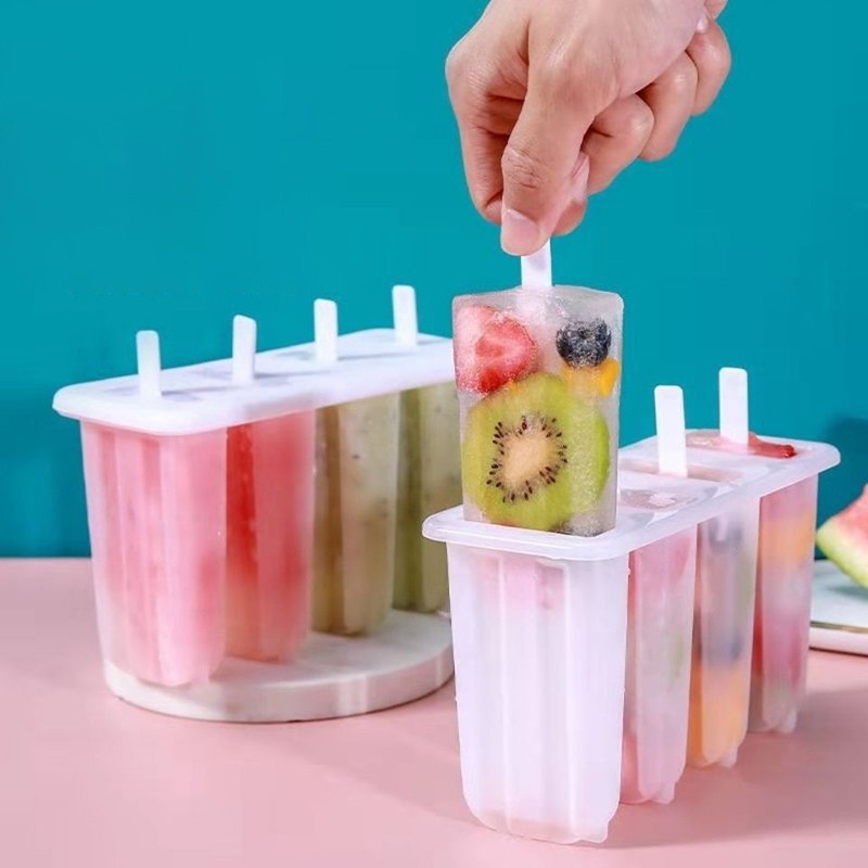 4 Cell Ice Cream Popsicle Mold DIY Ice Cream Machine Homemade Ice Box Summer