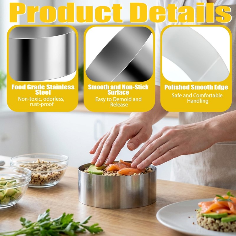 12 Pack 4 Inch Hamburger Bun Rings Mold English Baking Muffin Rings Stainless... gallery