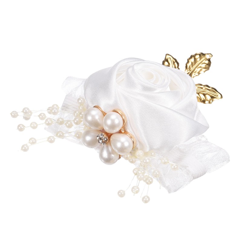 Wrist Corsage Artificial Flower Bracelets Rose Decorative 7x7cm White