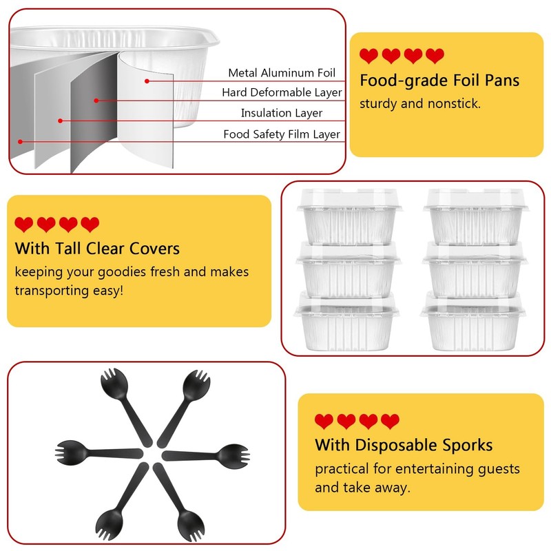 120pack/10oz Mini Cake Baking Pans with Lids, 4”X4” Small Cake Pan Foil Brown... gallery