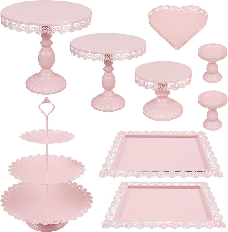 Set of 9 Cake Stands Metal Cupcake Stand Set Multiple Styles Candy Fruit Display gallery