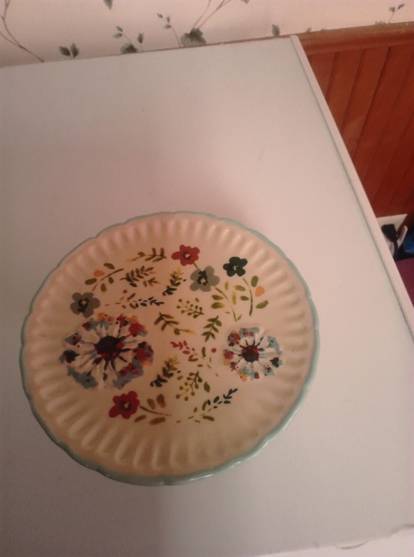 Pioneer Woman 5.8” Mini Cake/Cupcake Stand Kari Pattern Stoneware