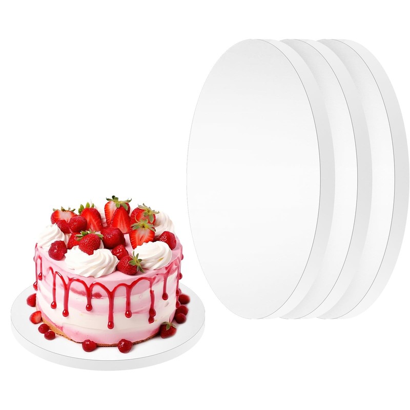 14 Inch Round Cake Boards 1/2 Inch Thick White Cardboard Cake Drums 4 PCS