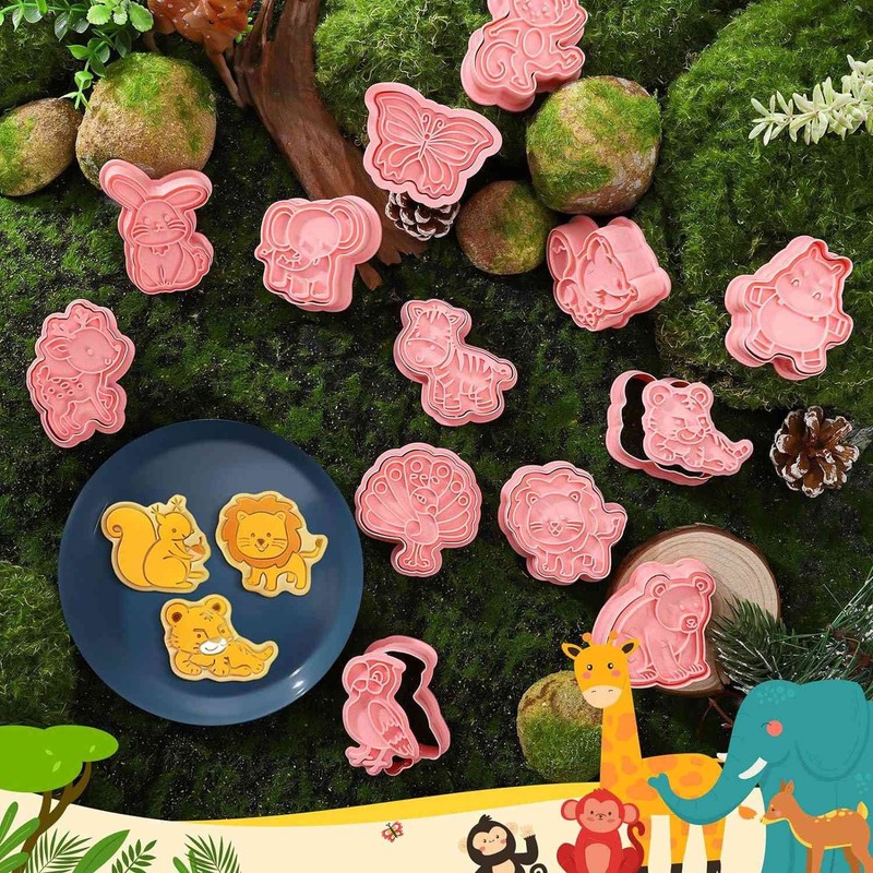 16 PCS Animal Cookie Cutters Set,3D Animal Shape Cookie Cutters, Animal1450 gallery