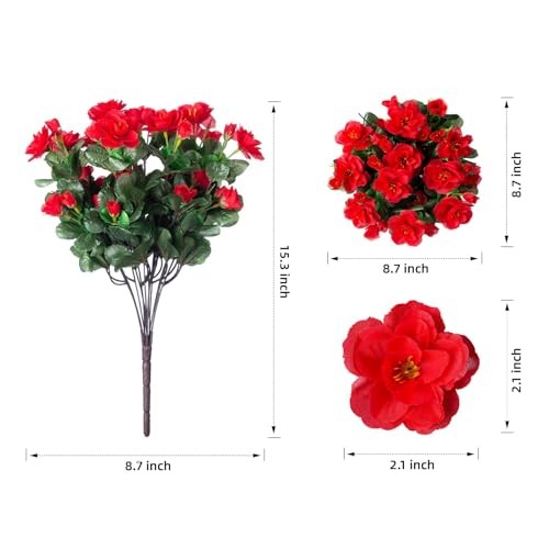 Artificial Faux Red Flowers Plants for Outdoor Outside Spring Decor, A Red gallery