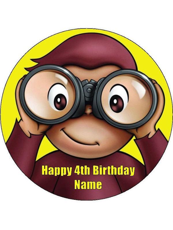 Curious George Edible Cake Topper Wafer Cake & Cupcake Decorations (3 Sizes)