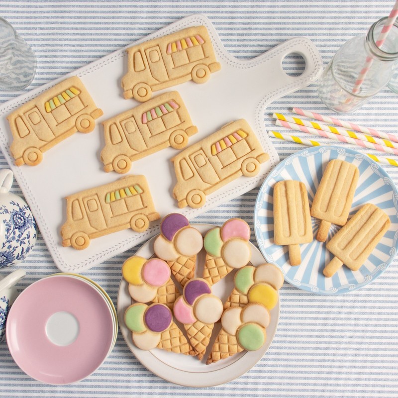 Set of 3 Ice Cream Cookie Cutters - baby shower lolly truck popsicle summer fest gallery