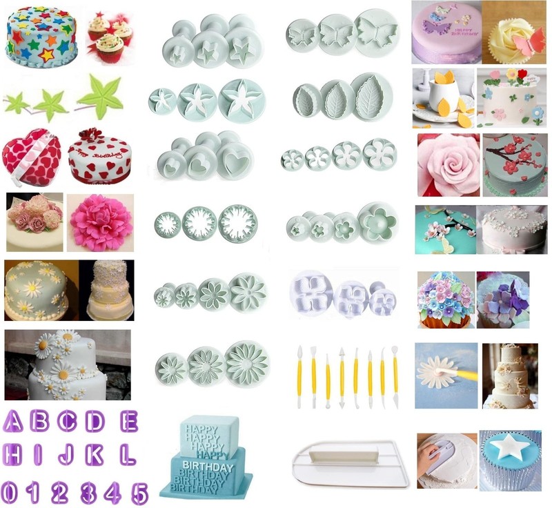 Fondant Cutters & Molds Set for Cake Decorating, Icing Smoother & Plunger Cutter gallery