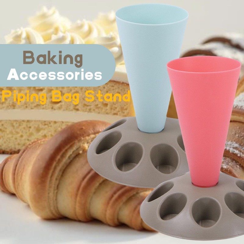 2 PCS Piping Bag Holder Stand Filling Icing Pastry 8 Nozzle Slots Red Blue gallery