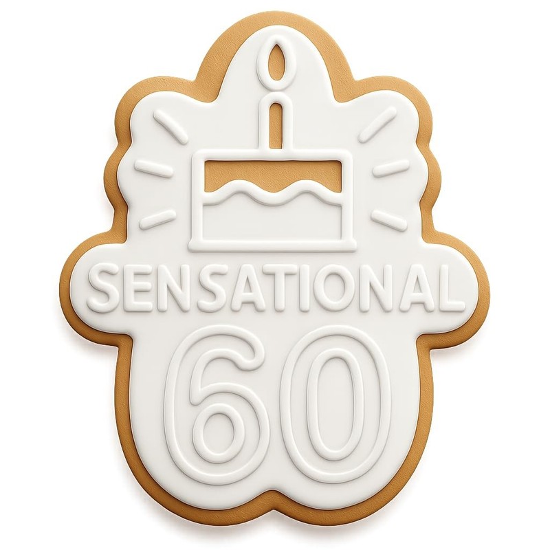 Classic Sensational 60 Cookie Cutter & Stamp, Fondant & Clay - 4x4" gallery