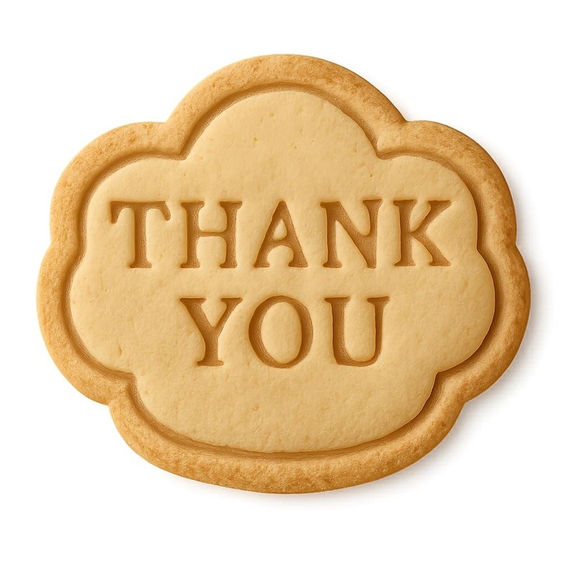 Classic Thank You Logo Cookie Cutter & Stamp, Fondant & Clay Cutter – 4×3.5″