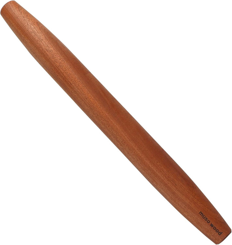 Sapele Wooden French Rolling Pin for Baking, Tapered Roller for Fondant, Pie Cru