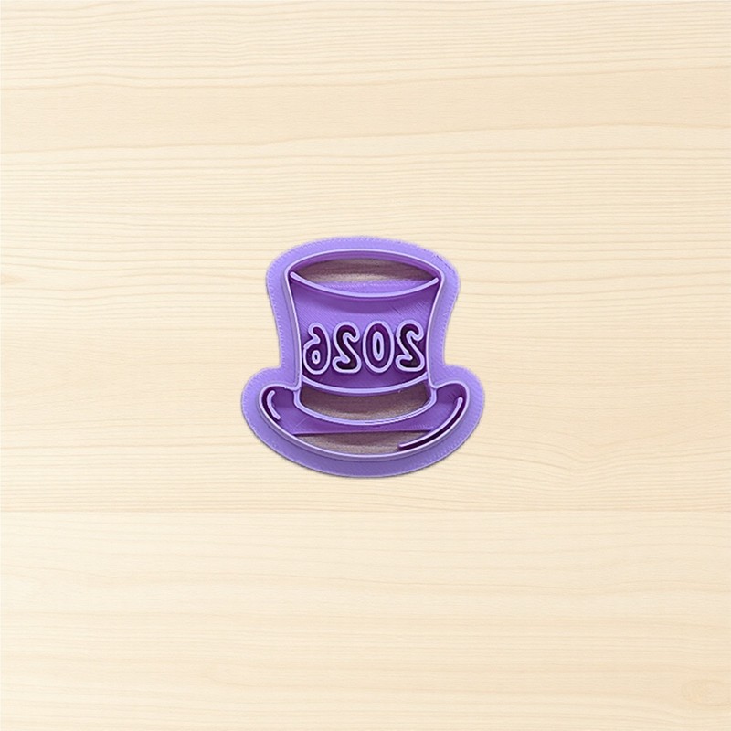 2026 New Year's Top Hat Cookie Cutter: 3D Printed Clay & Fondant Tool gallery