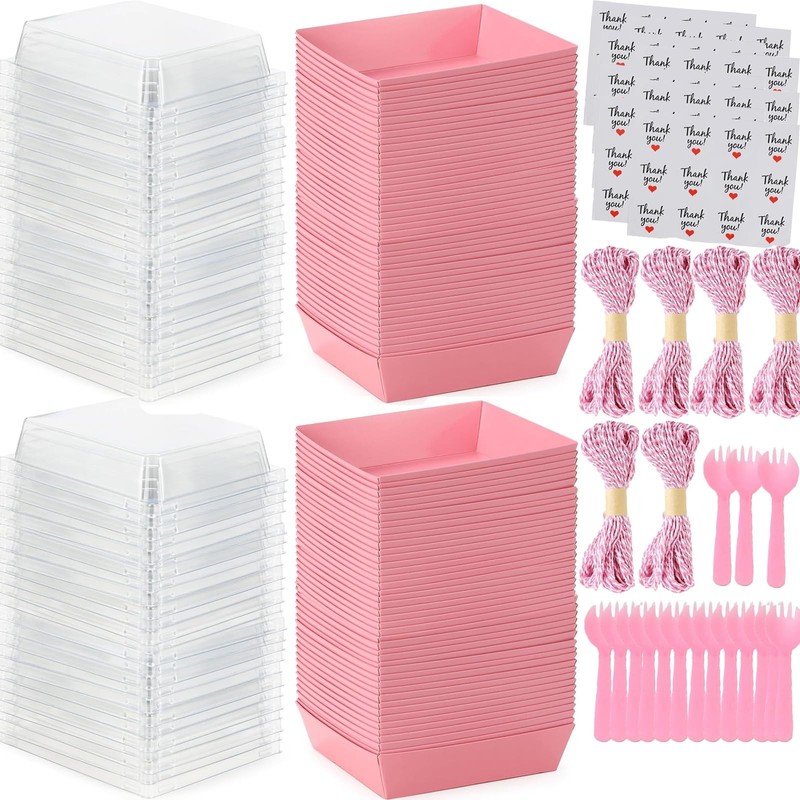 100 Pack Small Charcuterie Boxes with Clear Lids 5 Inches Square To Go Paper …