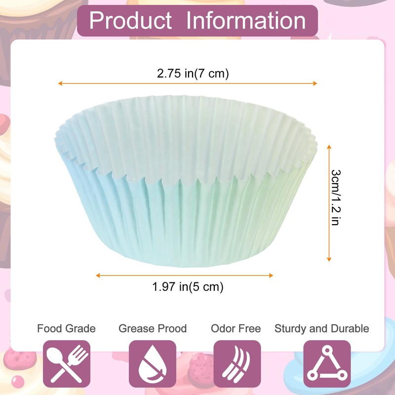 100 Count Cupcake Liners Cupcake Cups Standard Size Blue Yellow Gradient gallery
