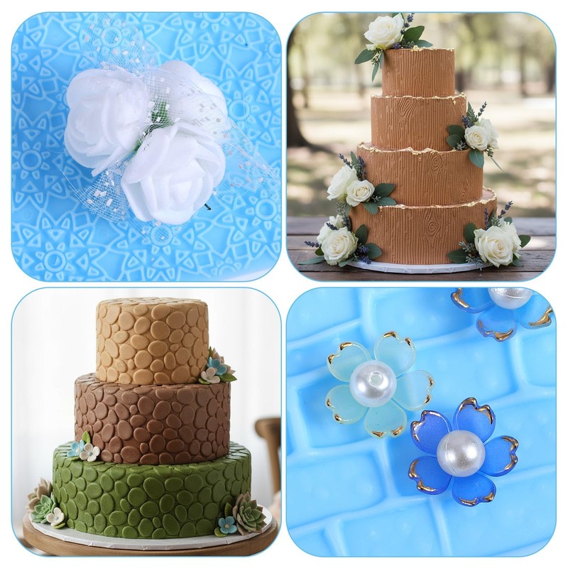 6 Pack Fondant Molds Texture Mats Wood Grain Brick Castle Wall Cobblestone Te... gallery