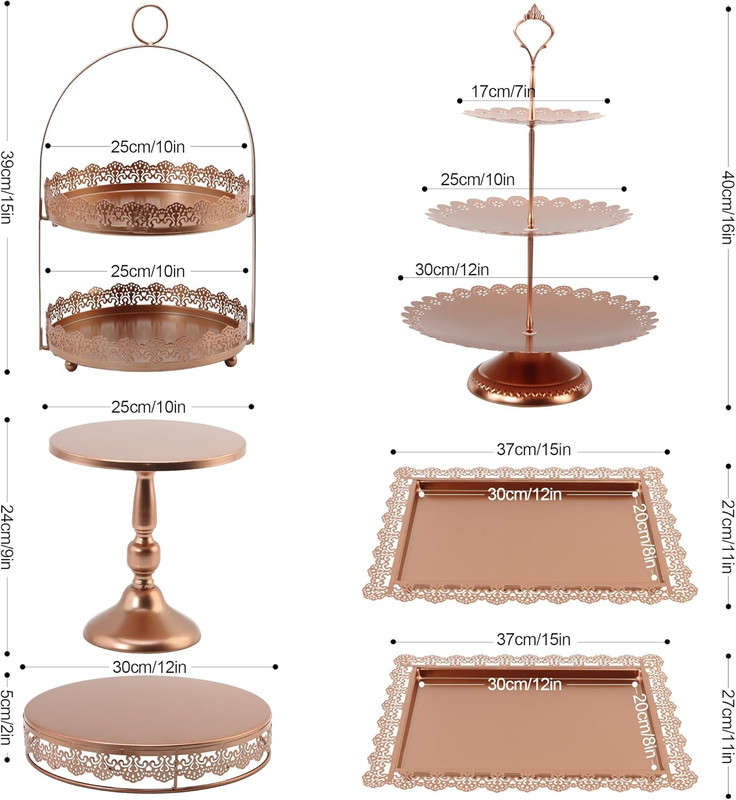 Rose Gold Cake Stand Set - 6 Tiered Dessert Display for Parties & Celebrations gallery