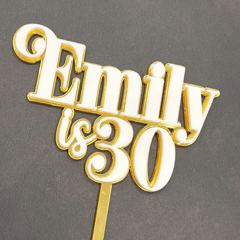 Personalise Birthday Double Layer Cake topper NAME and NUMBER Acrylic