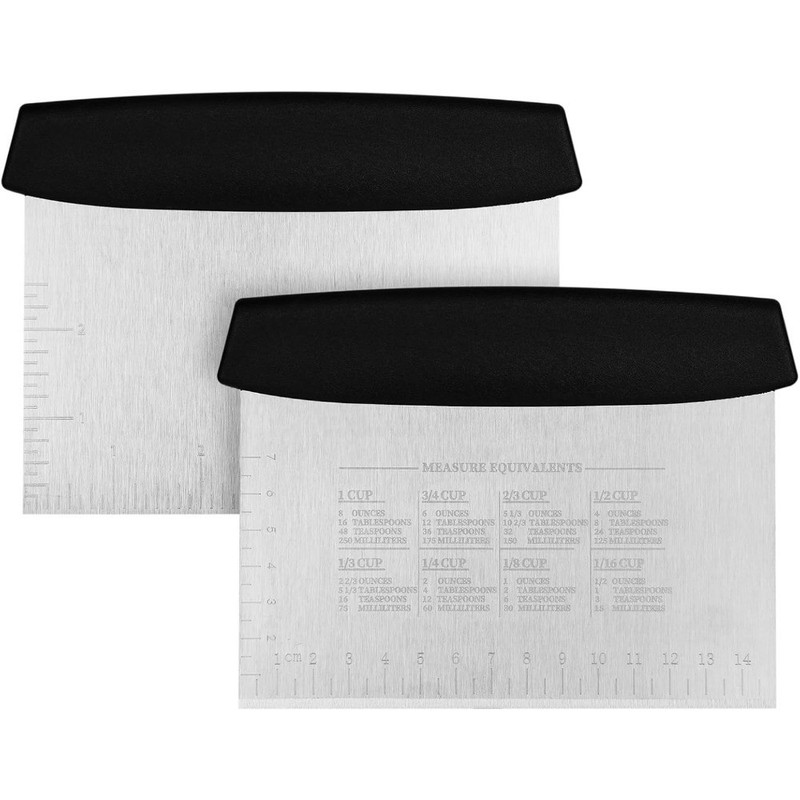 Stainless Steel Dough Scraper and Cutter Set of 2 with Measuring Scale